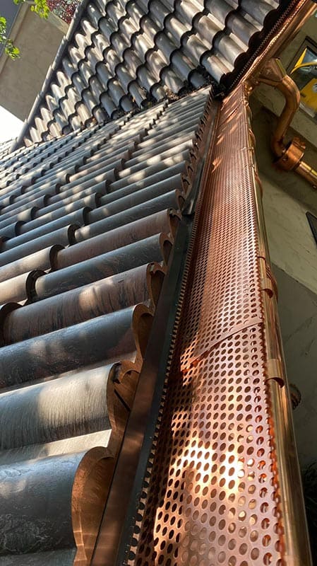 Custom copper gutter system installed on home in Salt Lake City, Utah